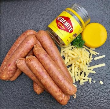 Vegemite and cheese sausages - 500g